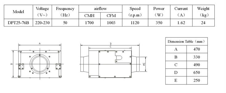 2016 hot HVAC standard inline acoustic ventilation fan (DPT25-76B)