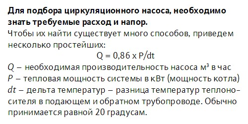 Рекомендация Wilo по выбору насоса